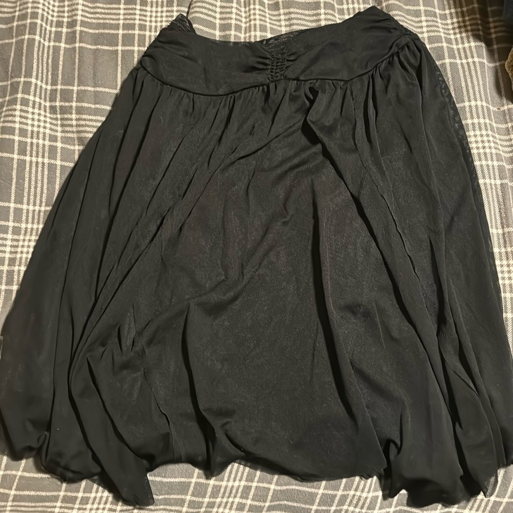 Black Mesh Midi Skirt